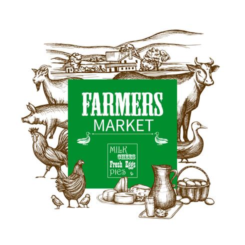Farm Market Frame vector