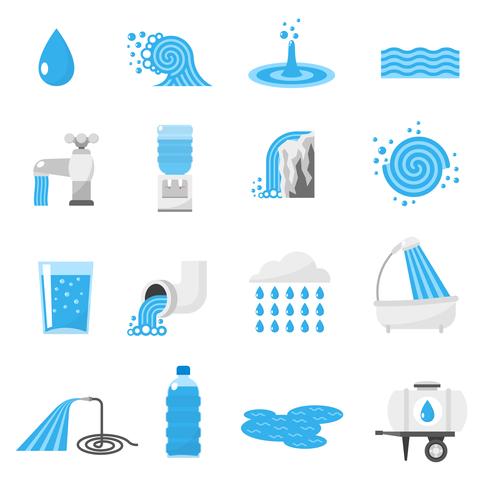 Water icons set vector