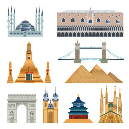 Landmarks And Monuments Set vector