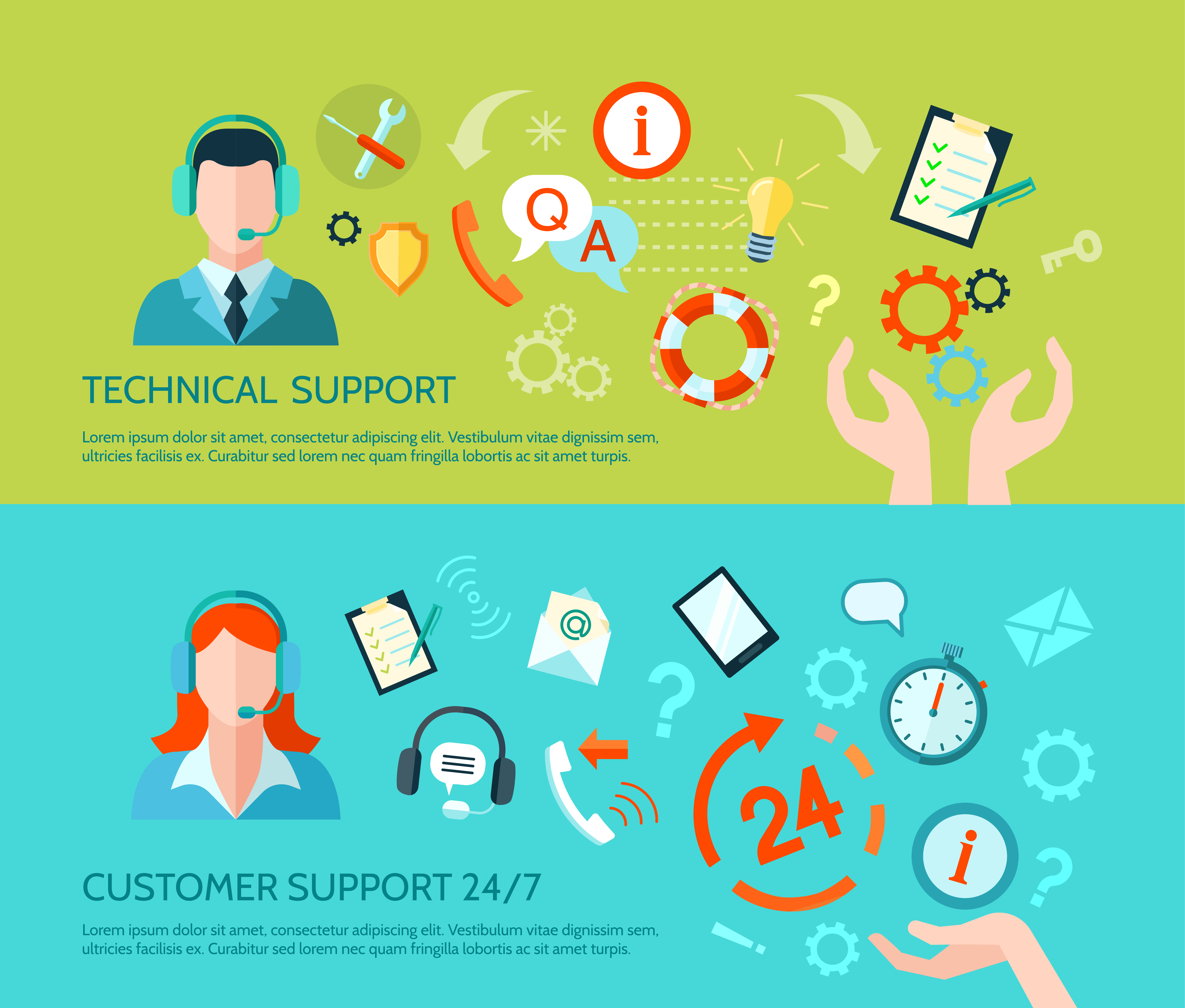 Technical Assistance And Support Banners 466675 Vector Art at Vecteezy