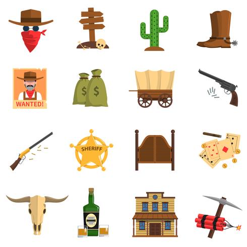 Cowboy Icons Set vector