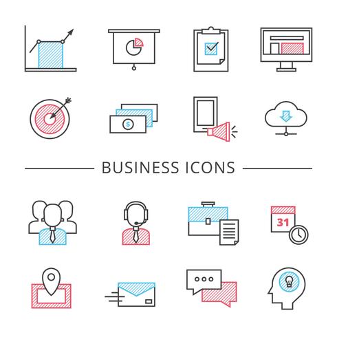  Business Line Icons Set  vector