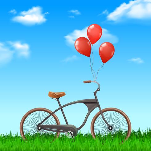 Bicicleta con globos vector