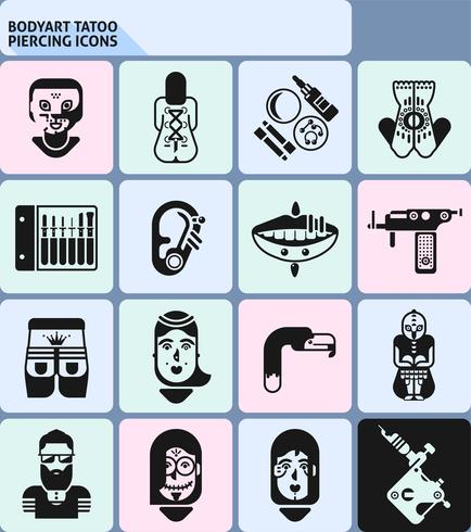 Bodyart Tatoo Piercing Icons vector
