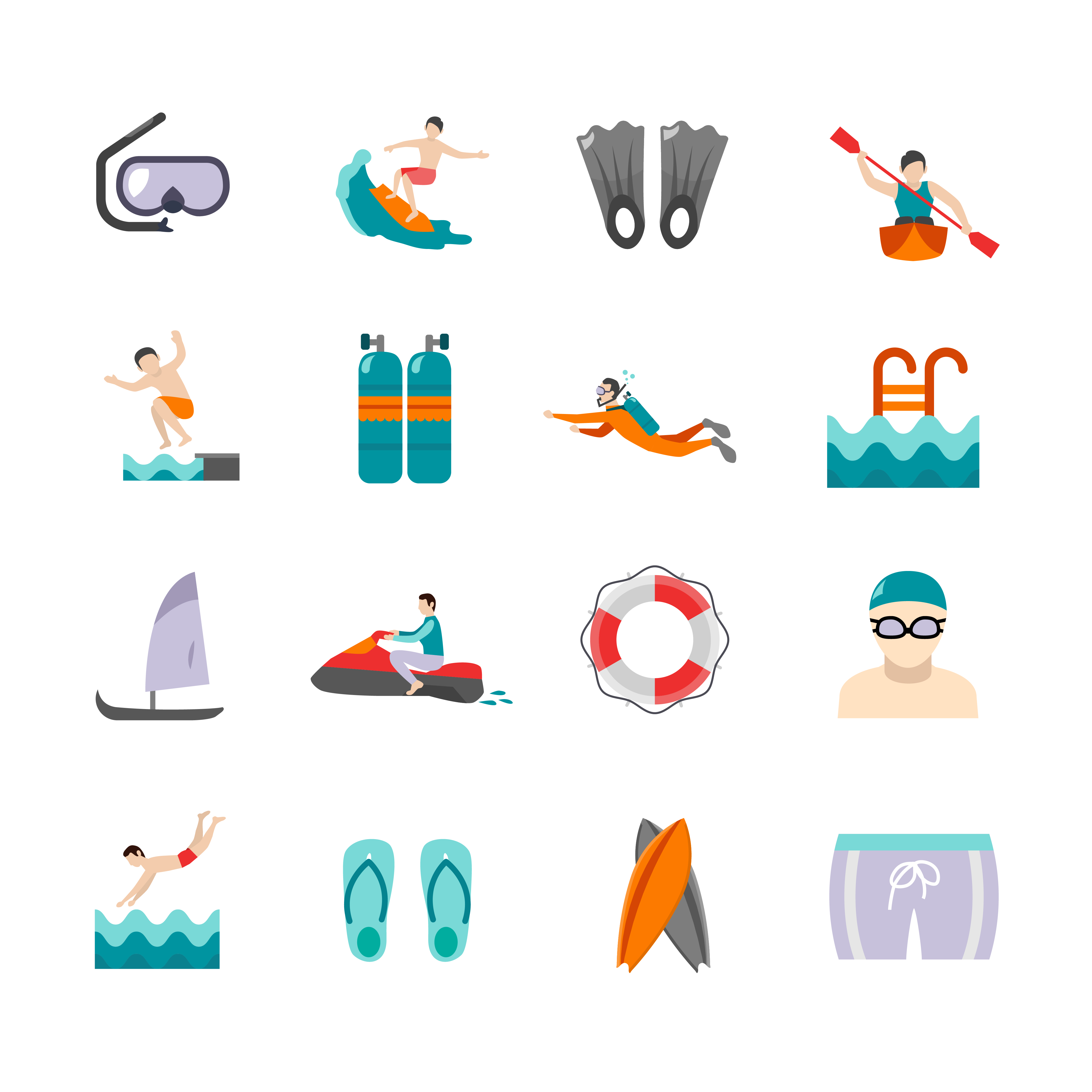 Conjunto de iconos de natación 466742 Vector en Vecteezy
