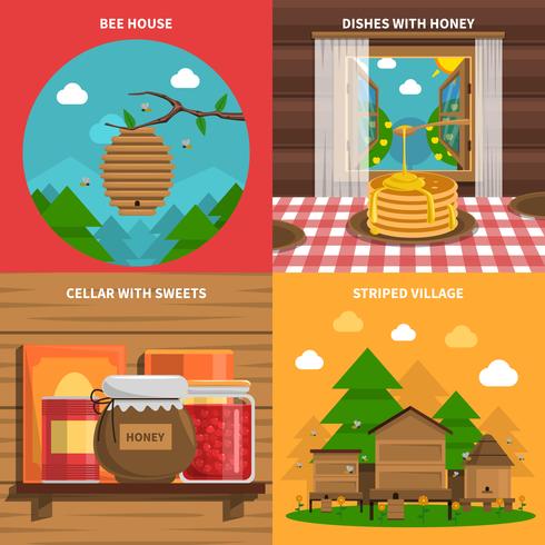 Honey Concept Icons Set vector