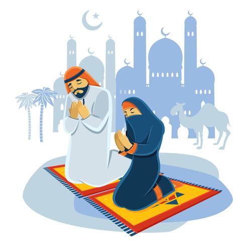  Praying Muslim Concept  vector