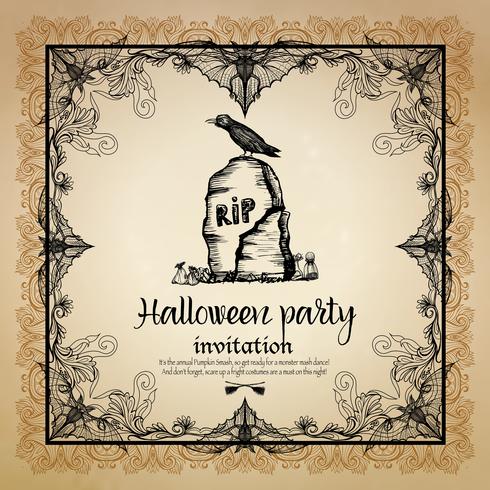 Invitación vintage de Halloween con marco vector