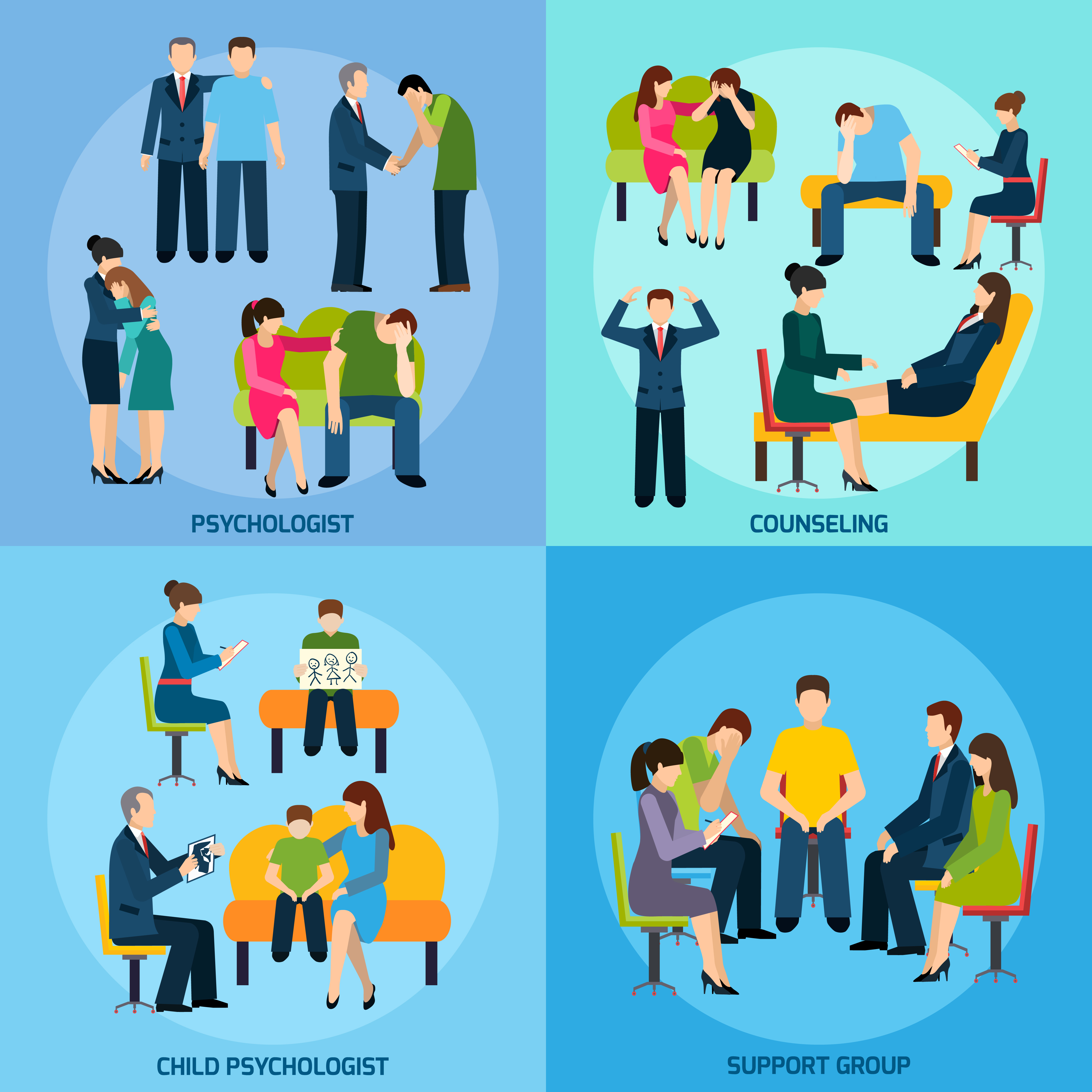 Counseling Support 4 Flat Icons Square 466808 Vector Art At Vecteezy pretest-posttest-design-definition-examples