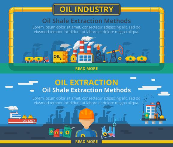 Conjunto de banners de la industria petrolera vector