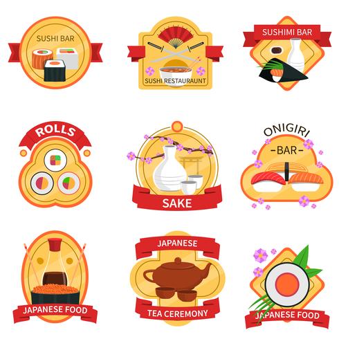Sushi Label Set vector