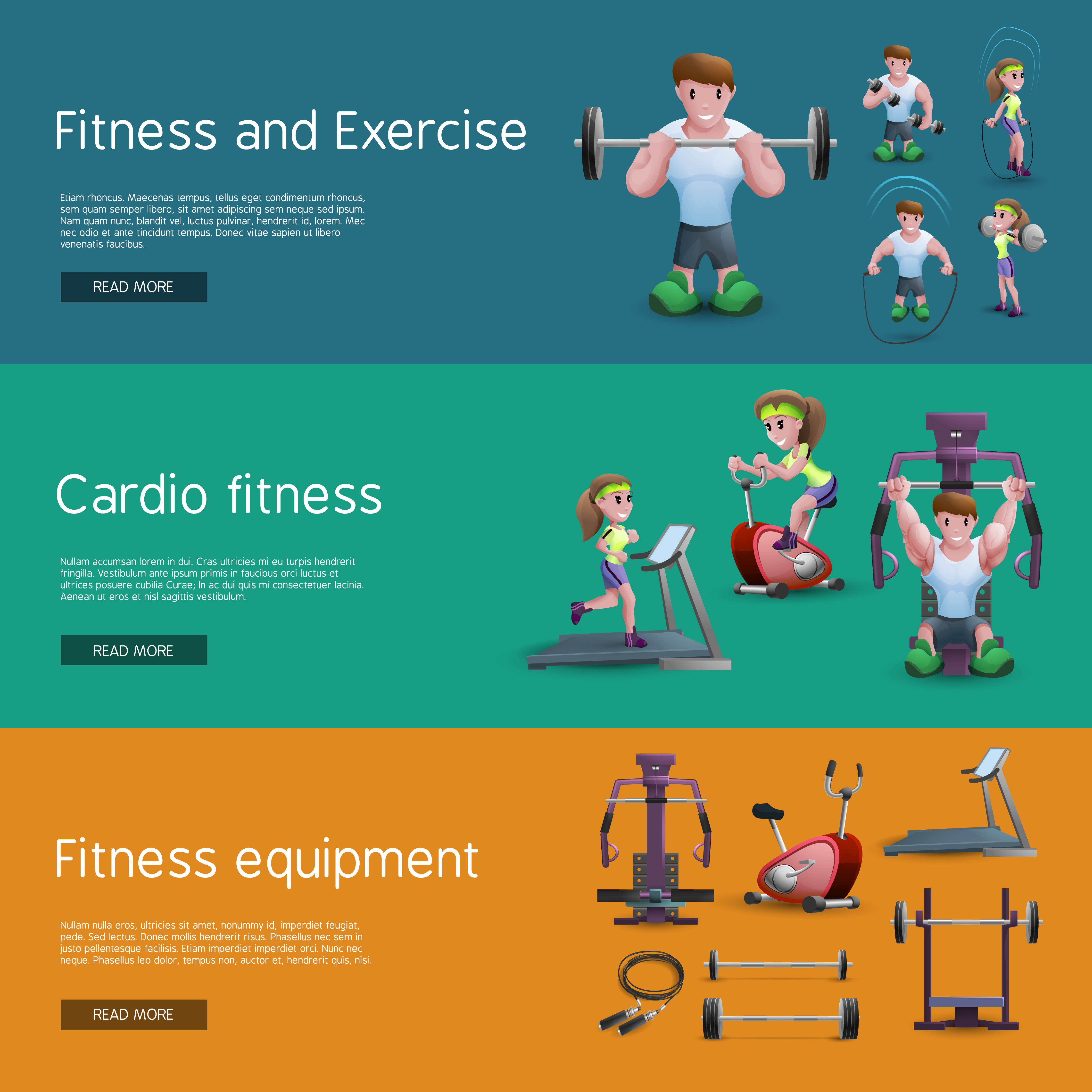 Set Of Three Fitness Banners Download Free Vectors Clipart Graphics Vector Art