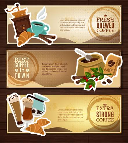 Coffee Vintage Flat Banners Set Brown vector