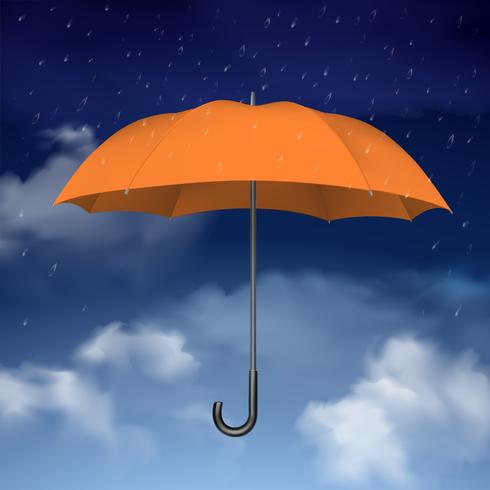 Orange Umbrella on sky with clouds background vector