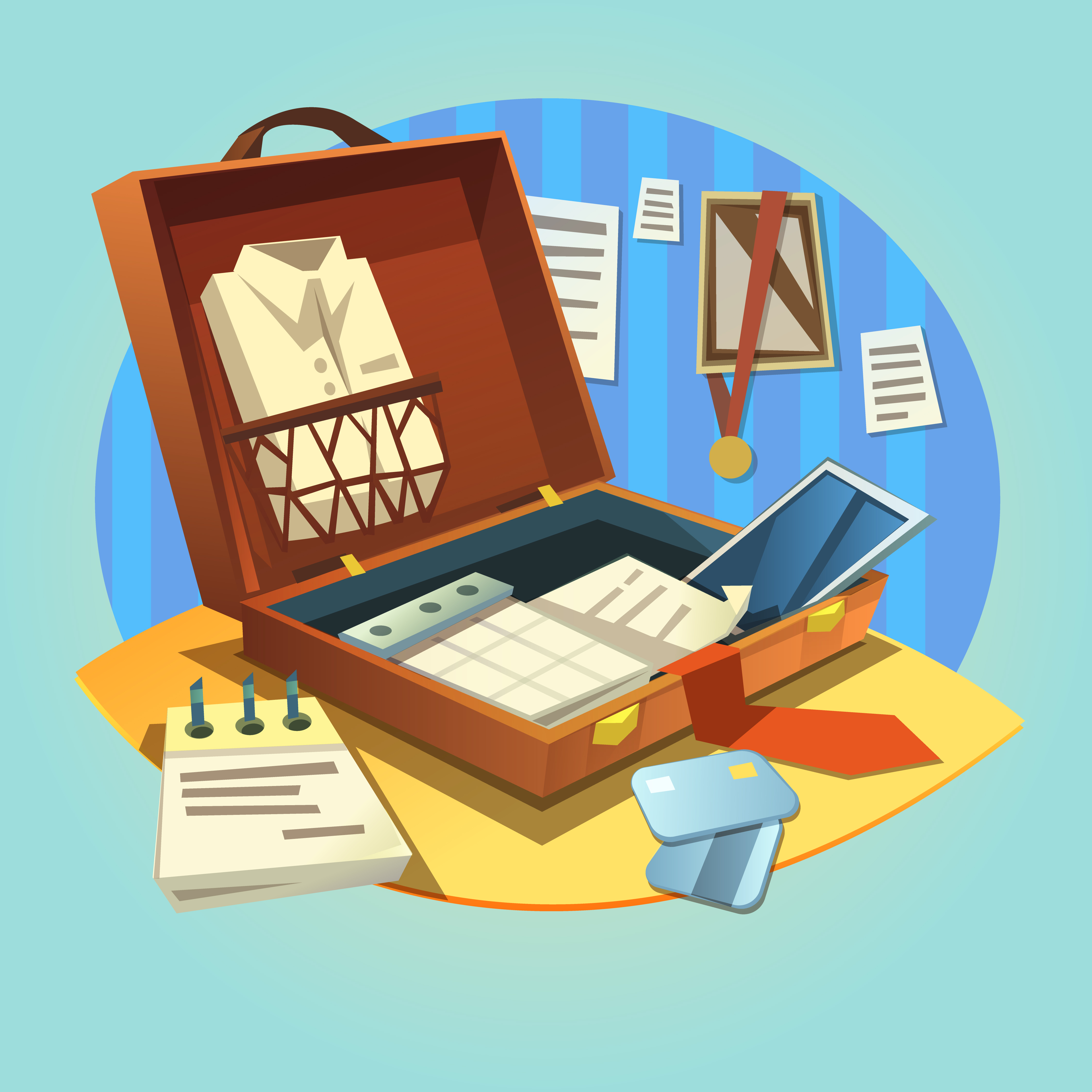Business retro briefcase 466944 Vector Art at Vecteezy
