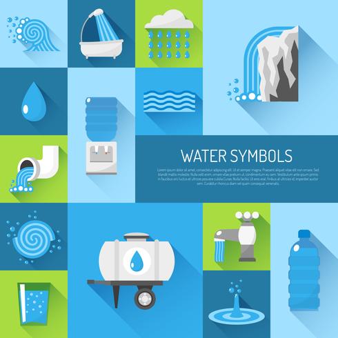 Water flat set vector