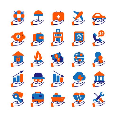 Insurance Service Icons Set vector