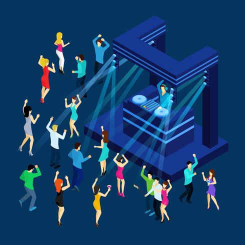  Dancing People Isometric Illustration  vector