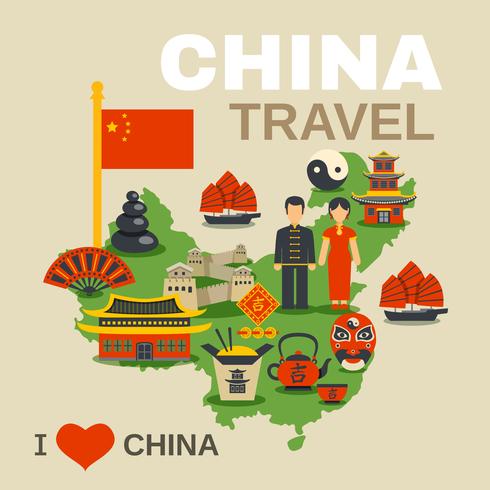 Cartel de la Agencia de Viajes Tradiciones Culturales Chinas vector