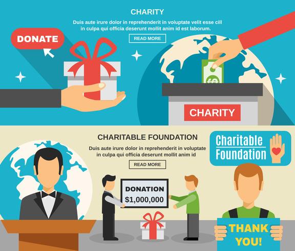  Charity And Donations Banners Set vector