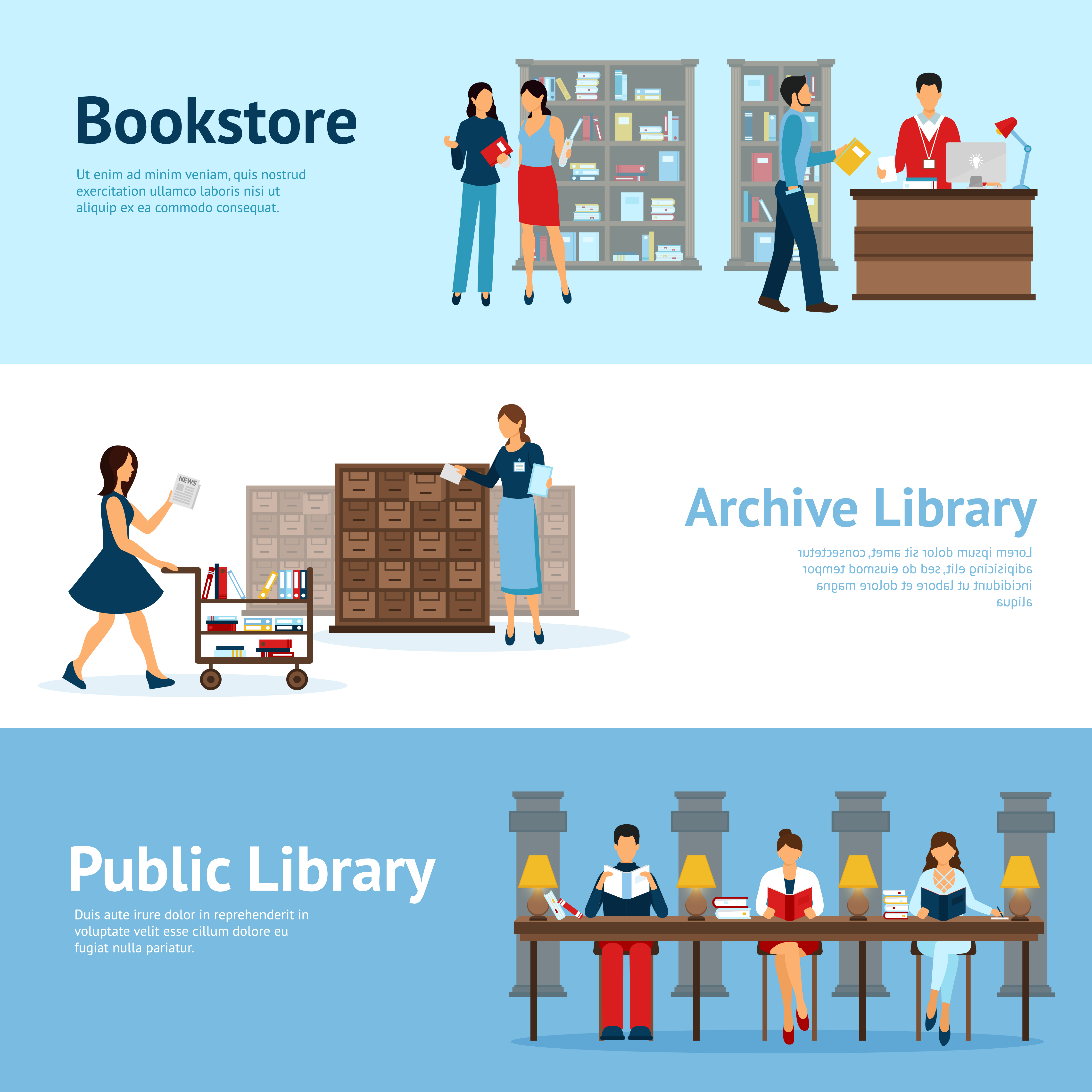 Library Horizontal Banners Set 467006 Vector Art at Vecteezy