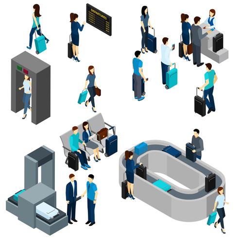 People In Airport Isometric vector