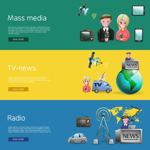 Conjunto horizontal de medios de comunicación vector