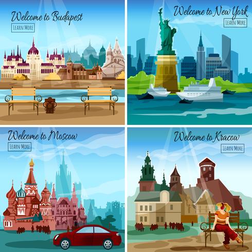 Famous Cities Set vector