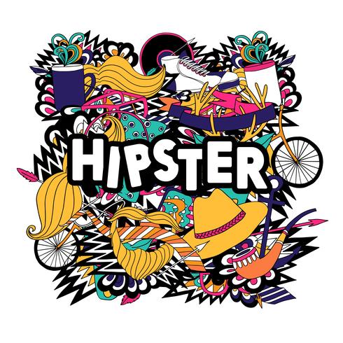 Hipster estilo de vida símbolos composición plana poster vector