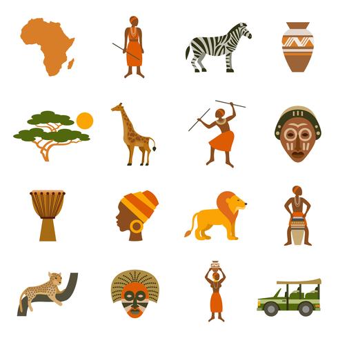 Conjunto de iconos de África vector