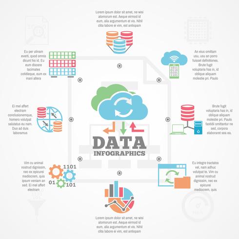 Data Analytics Infographic Flat Icons Banner  vector