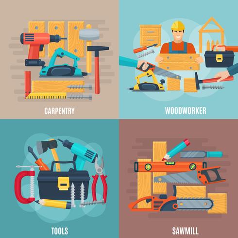 Carpentry Design Concept Set vector