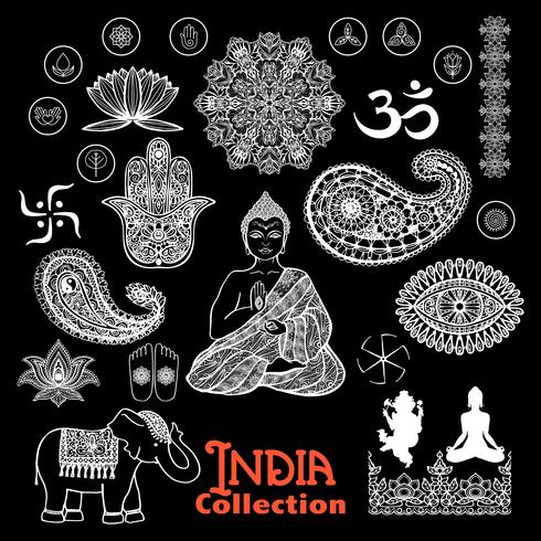  India Design Elements Chalkboard  Set vector