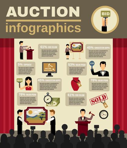 Auction Infographic Set  vector