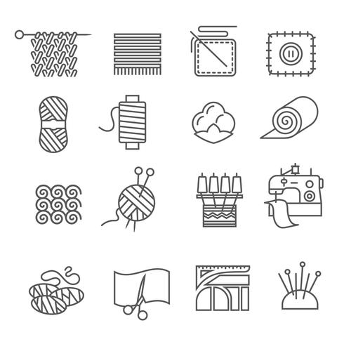 Conjunto de iconos de la industria textil vector