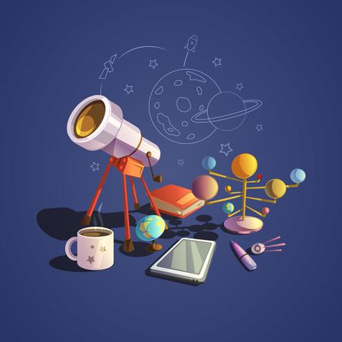 Conjunto de dibujos animados de astronomía vector