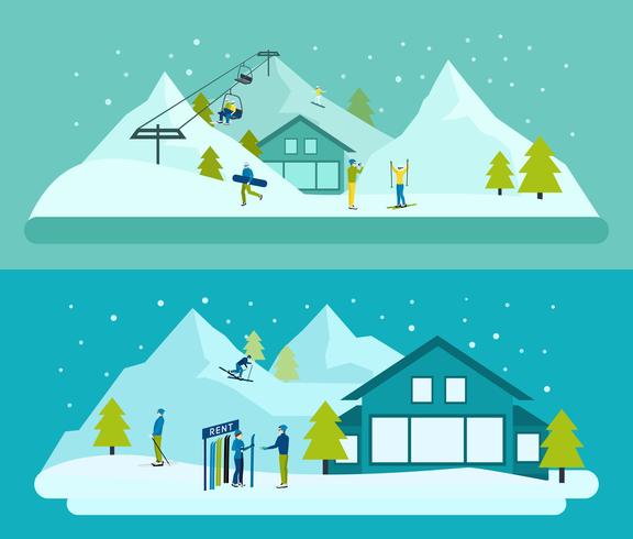 Ski Resort Banner Set vector
