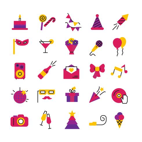 Conjunto de iconos de fiesta celebración vector