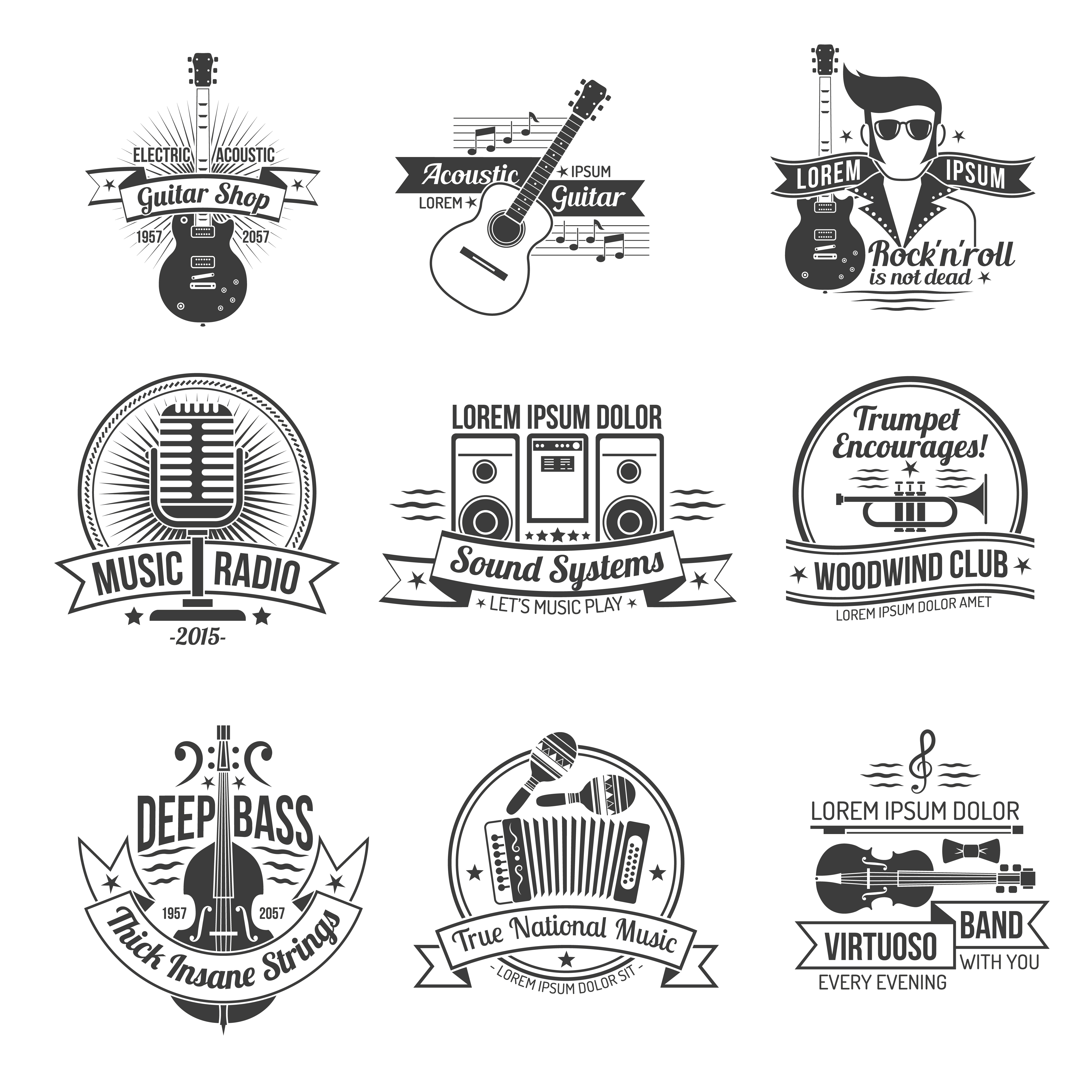 Music Label Set 467227 Vector Art at Vecteezy