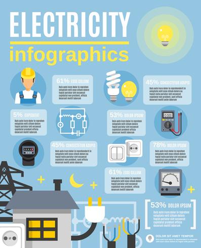 Conjunto de infografía de electricidad vector