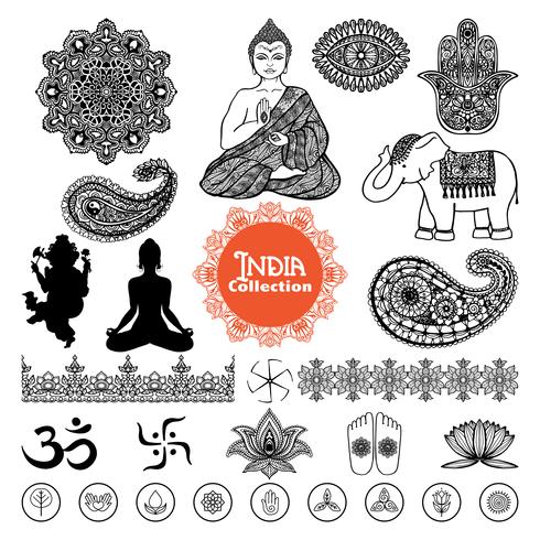 Hand Drawn  India Design Elements Set vector