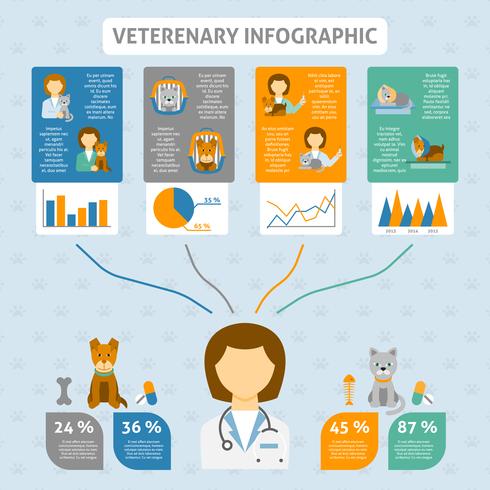 Clínica veterinaria infografía carta banner vector