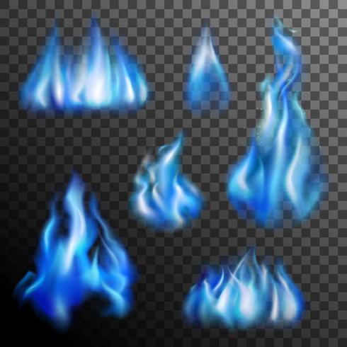 Blue Fire Transparent Set vector