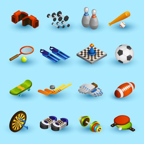 Sport equipment icons set vector