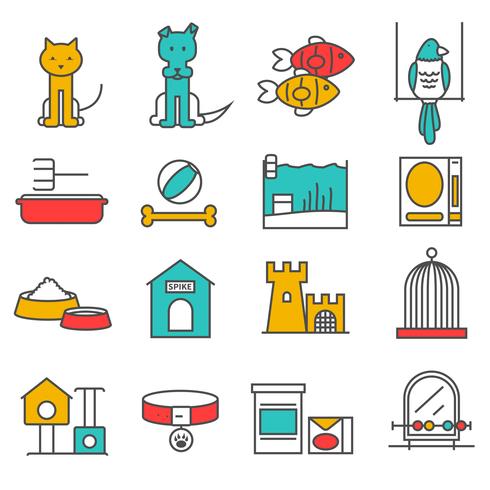 Pets Line Set vector