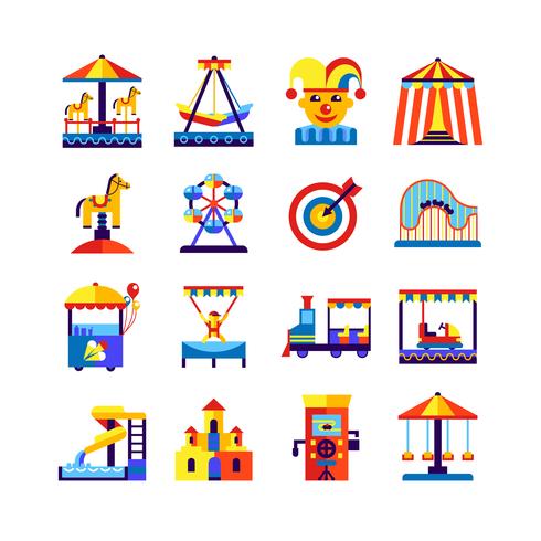 Amusement Park Icons Set vector