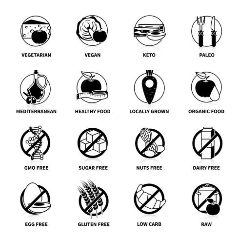 Black Diets Pictogram Set vector