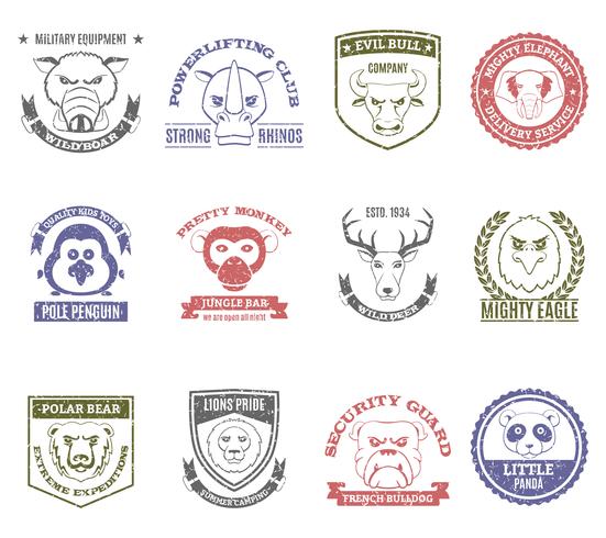 Wild Animal Stamps Set vector