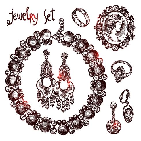 Jewelry Sketch Set vector