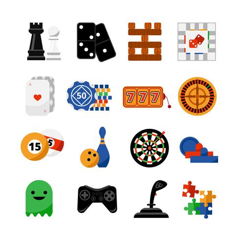 Gambling casino games flat icons set vector